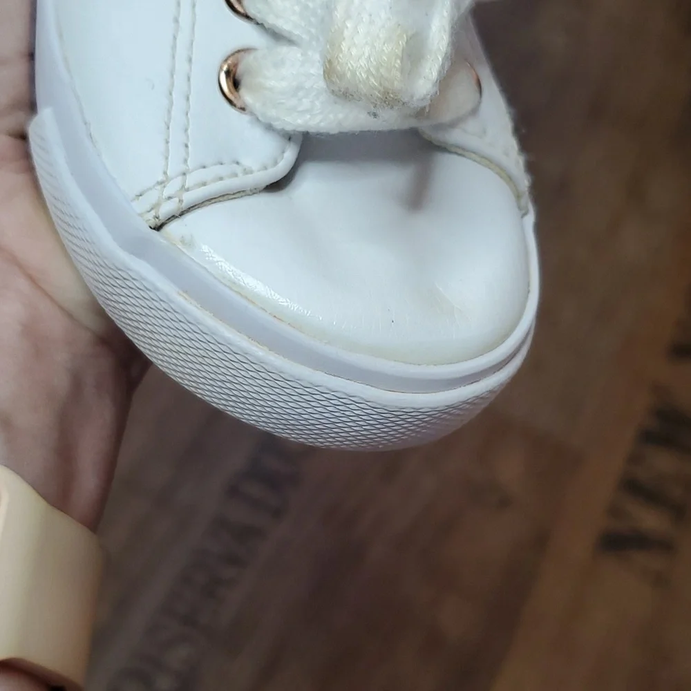 Polo by Ralph Lauren White Kids Sneakers with Rose Gold Accents